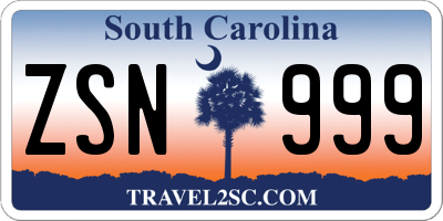 SC license plate ZSN999