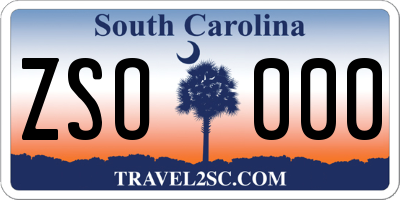 SC license plate ZSO000