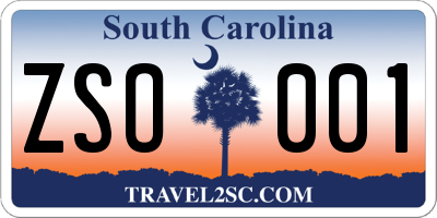 SC license plate ZSO001