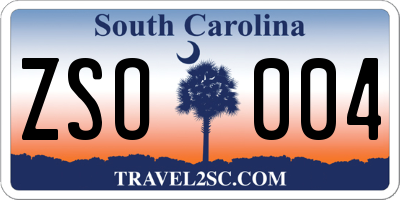 SC license plate ZSO004