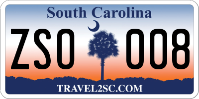 SC license plate ZSO008