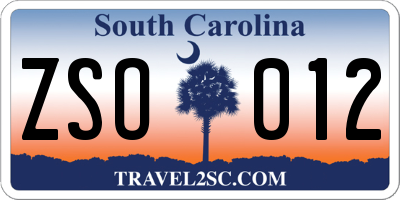 SC license plate ZSO012