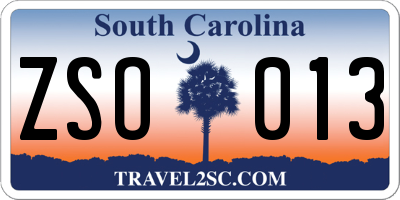 SC license plate ZSO013
