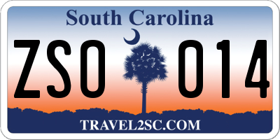 SC license plate ZSO014