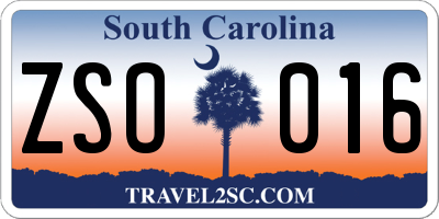 SC license plate ZSO016