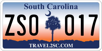 SC license plate ZSO017