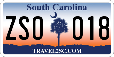 SC license plate ZSO018
