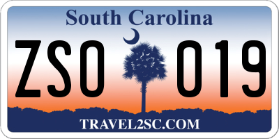 SC license plate ZSO019