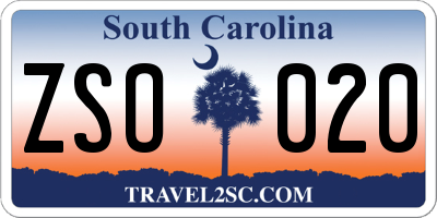 SC license plate ZSO020