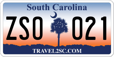 SC license plate ZSO021