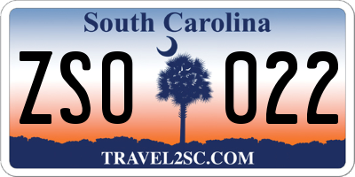 SC license plate ZSO022