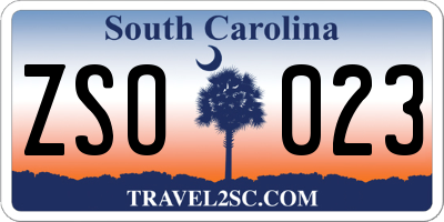 SC license plate ZSO023