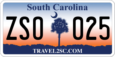SC license plate ZSO025