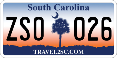 SC license plate ZSO026