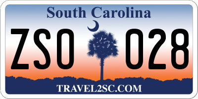 SC license plate ZSO028