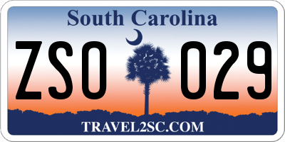 SC license plate ZSO029