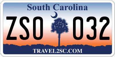 SC license plate ZSO032