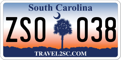 SC license plate ZSO038