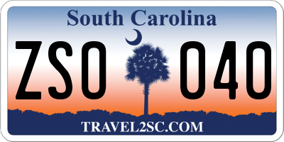 SC license plate ZSO040