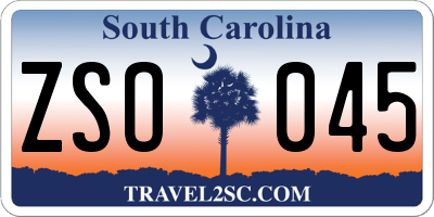 SC license plate ZSO045