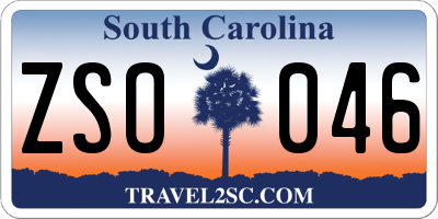 SC license plate ZSO046