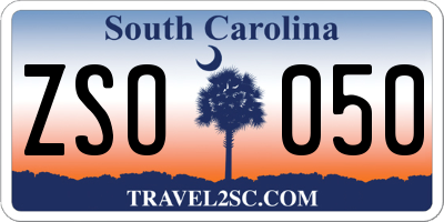 SC license plate ZSO050