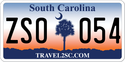 SC license plate ZSO054
