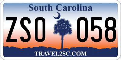 SC license plate ZSO058