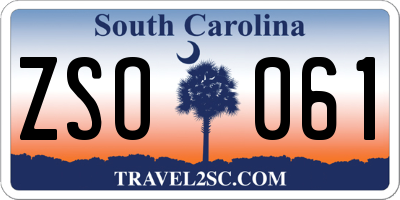 SC license plate ZSO061