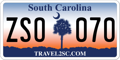 SC license plate ZSO070