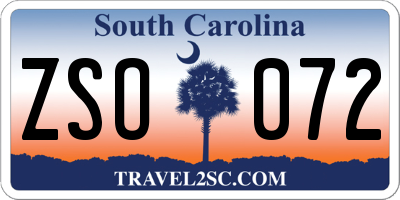 SC license plate ZSO072