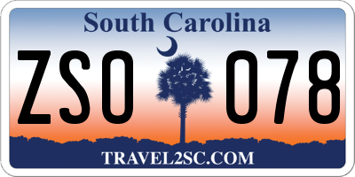 SC license plate ZSO078