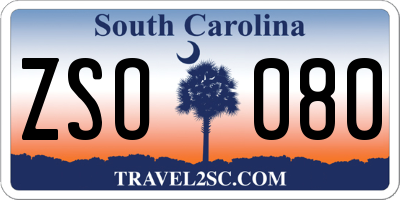 SC license plate ZSO080