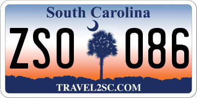 SC license plate ZSO086