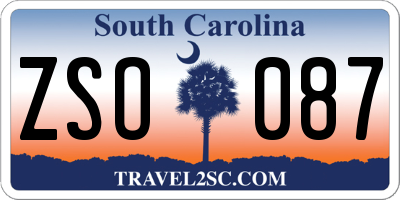 SC license plate ZSO087
