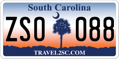SC license plate ZSO088