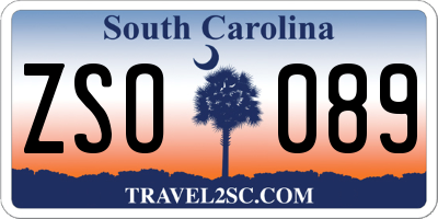 SC license plate ZSO089