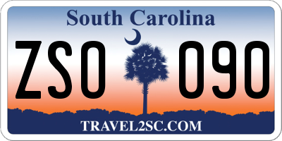 SC license plate ZSO090