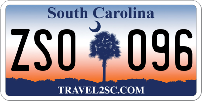 SC license plate ZSO096