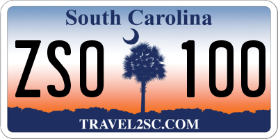 SC license plate ZSO100