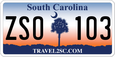 SC license plate ZSO103