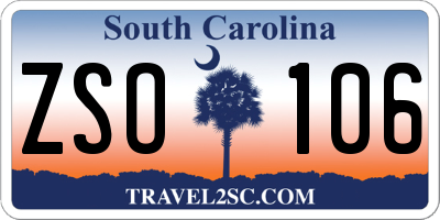 SC license plate ZSO106