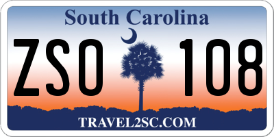 SC license plate ZSO108