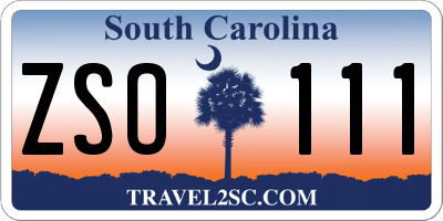 SC license plate ZSO111