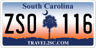SC license plate ZSO116