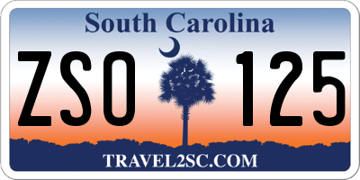 SC license plate ZSO125