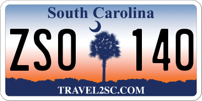 SC license plate ZSO140