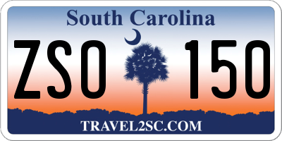 SC license plate ZSO150