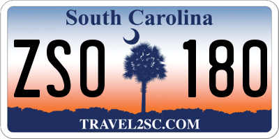 SC license plate ZSO180