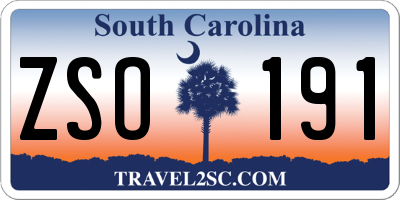 SC license plate ZSO191